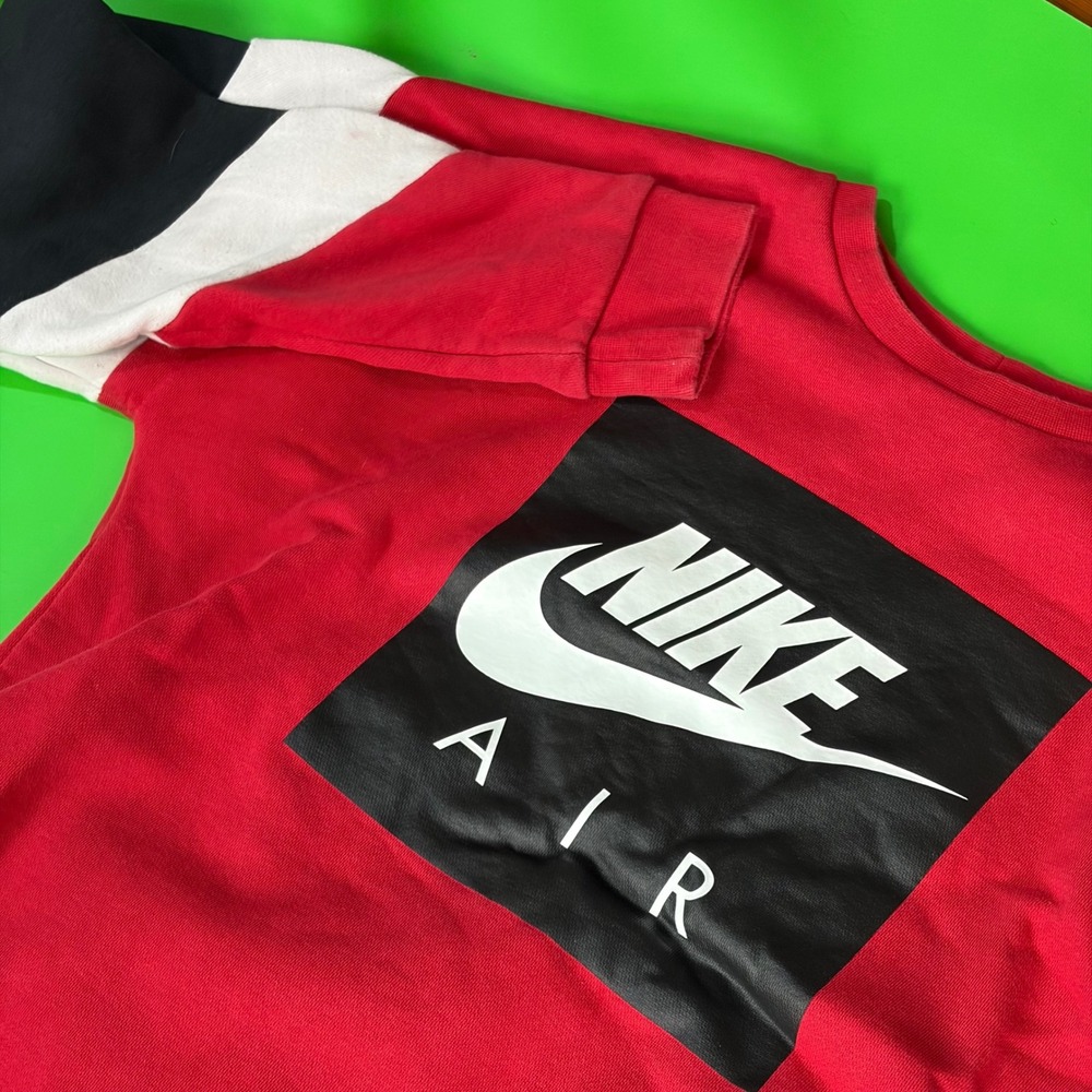 Nike Air Sweatshirt Mens Small Red Colorblock Fleece Side Zip CD9220-687 EUC